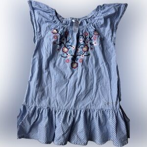 Bebe Girls Blue Pinstripe Top Shirt Size 6x